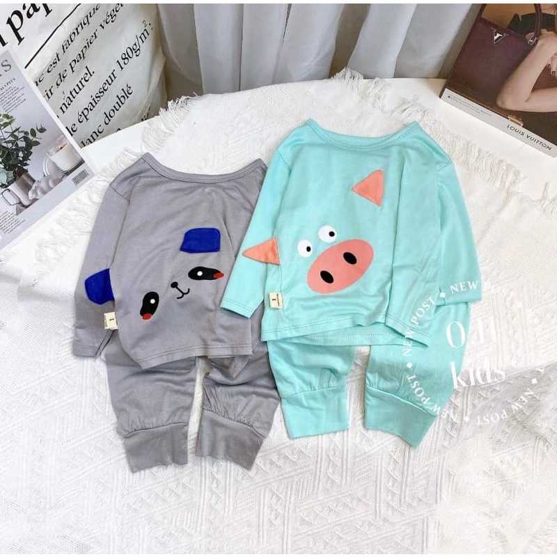 Set Bộ Dài Tay KWOO thun lạnh hình thú cho bé