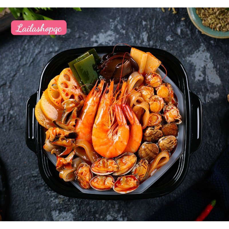 Lẩu tự sôi hải sản full topping tôm bào ngư ngao bạch tuộc lau tu soi chua cay