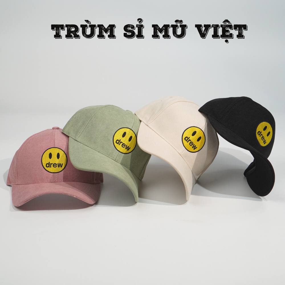 Nón kết ❤️ Mũ lưỡi trai thêu chữ DREW mặt tròn chất nhung cao cấp form đẹp unisex nam nữ