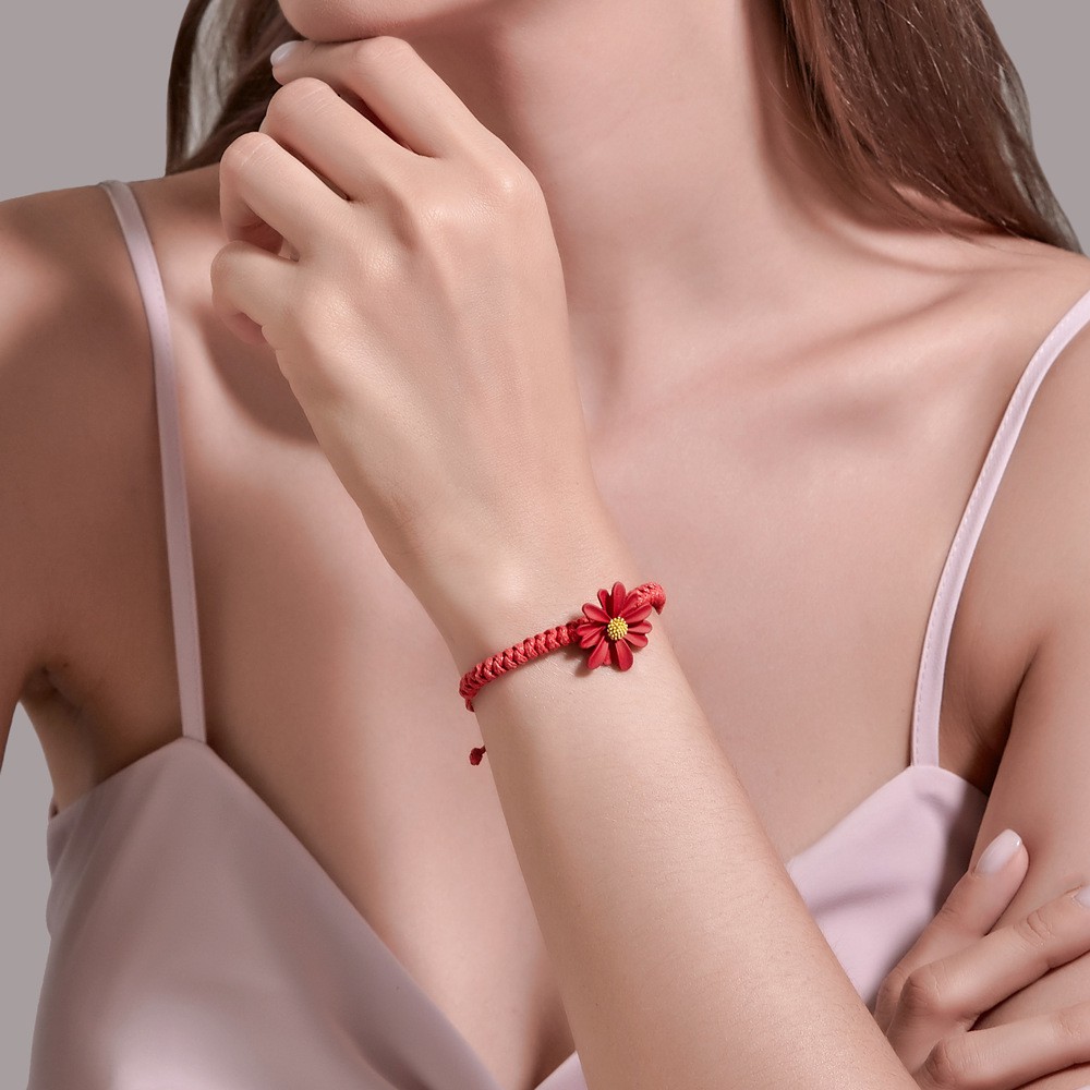 Vòng Đeo Tay Màu Trơn Họa Tiết Hoa Cúc Phong Cách Hàn Quốc Xinh Xắn