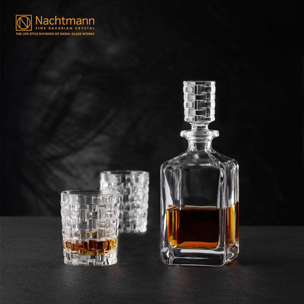 Bộ bình &amp; ly pha lê whisky Nachtmann Bossa Nova 3 món, chính hãng Đức, an toàn cho sức khỏe, sang trọng, chống xước