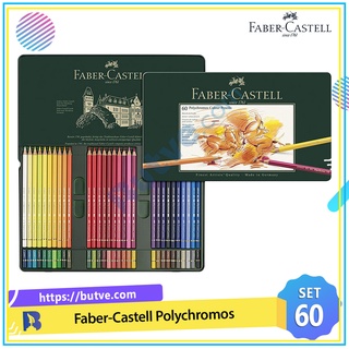 Bộ bút chì màu nhập khẩu cao cấp Faber - Castell Polychromos 60 màu - Hộp thiếc