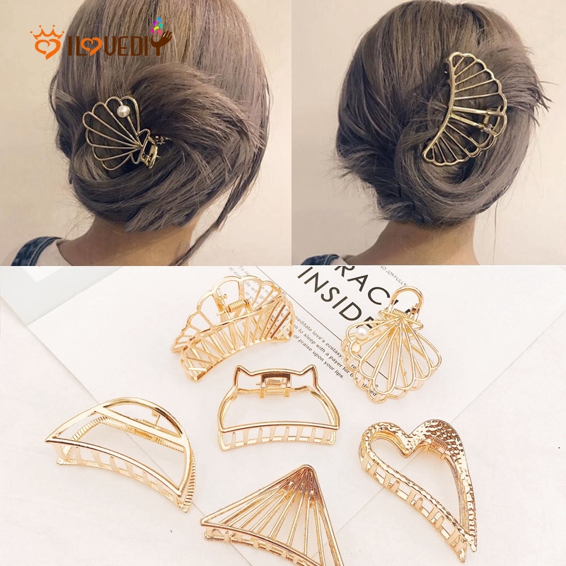 Kẹp tóc kim loại thiết kế cổ điển đơn giản cho nữ