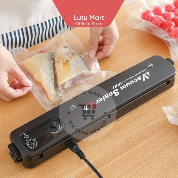 Máy Hút Chân Không, Máy Hàn Miệng Túi Mini Vacuum Sealer Hút Siêu Khoẻ Hết Khí Tặng 10 Túi Hút - Lutu Mart