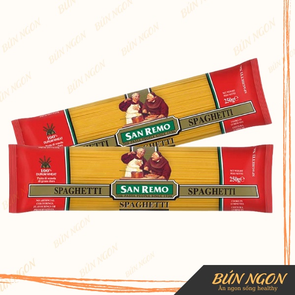 Mì Spaghetti số 5 sợi mảnh San Remo Mì Ý Ăn Kiêng, Giảm Cân gói 250g - Bún Ngon