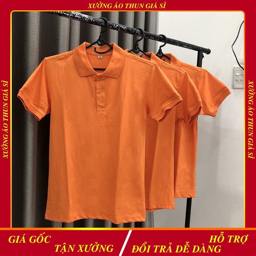 Áo thun nam polo - Áo cá sấu poly cổ trụ 4 chiều màu Cam