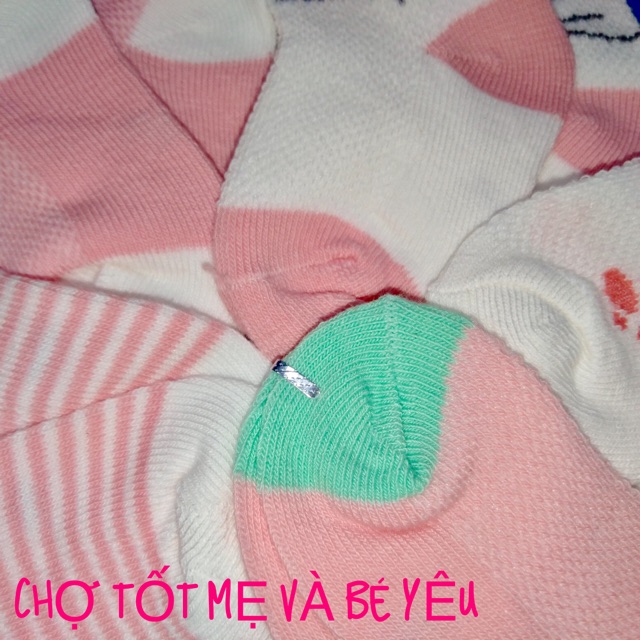 Set 5 Vớ Chân Cho Bé Sơ Sinh 4-8 kg (vớ cho bé gái cotton lưới mềm mịn)