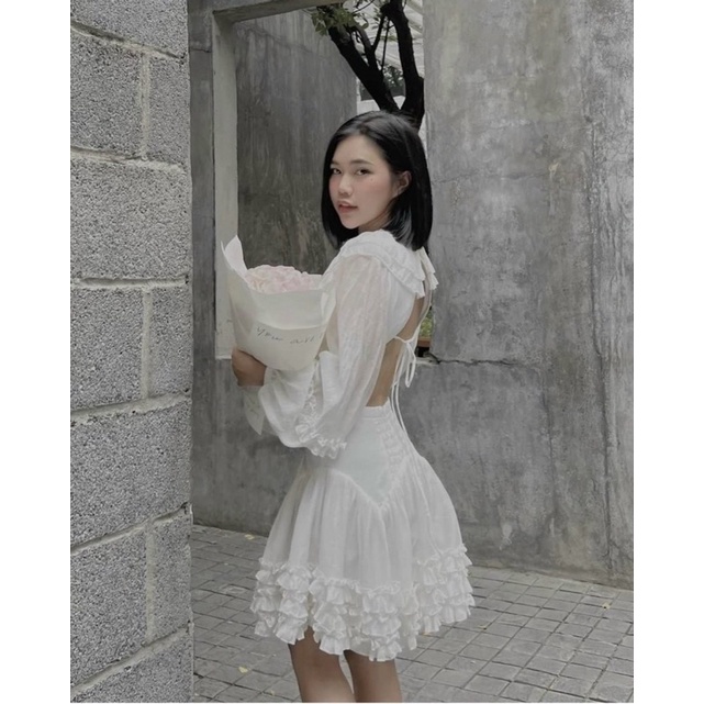 Đầm dự tiệc khoé eo tôn dáng tùng nhún bèo cực dễ thương | BigBuy360 - bigbuy360.vn