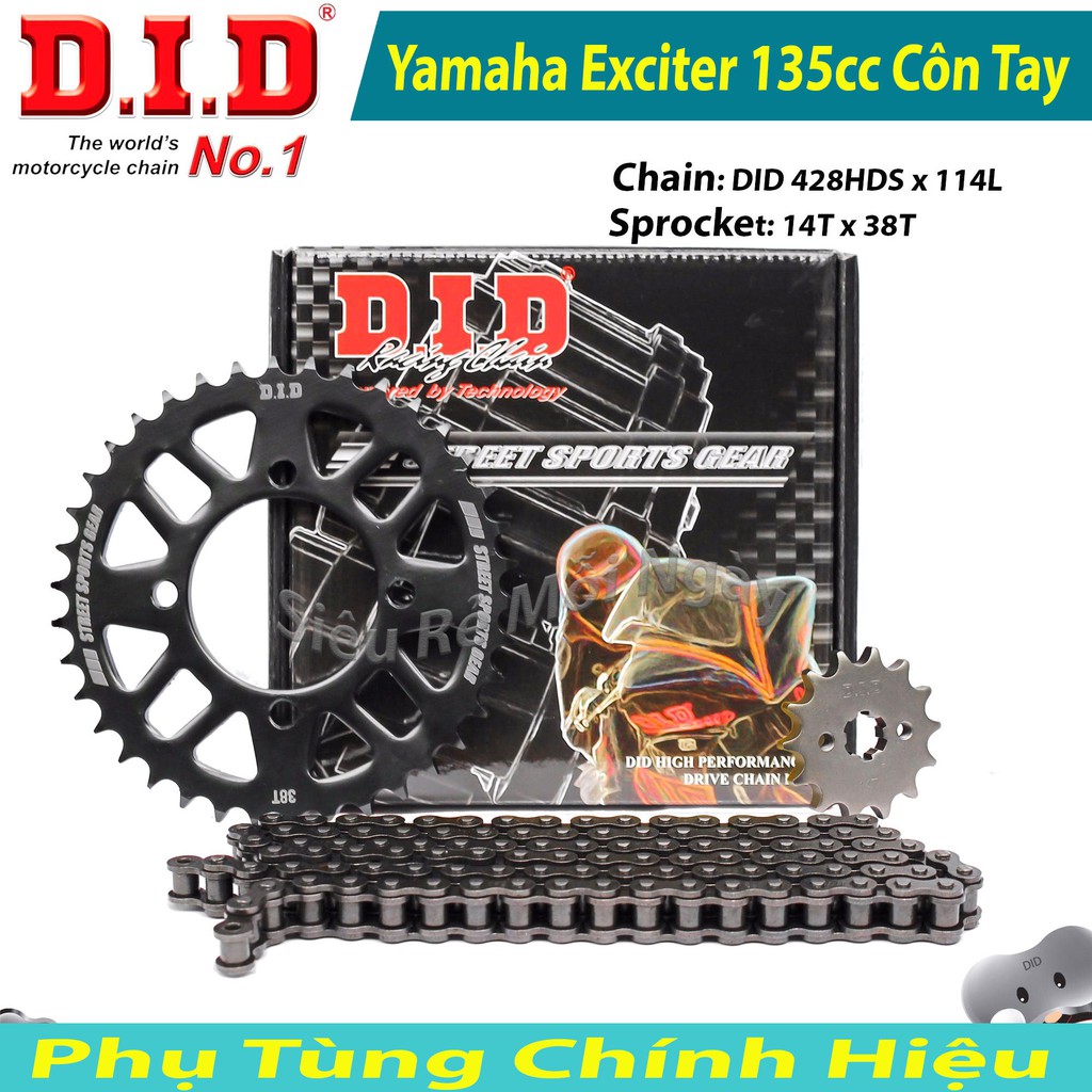 Nhông sên dĩa DID Exciter 135 Côn Tay Sên đen 10ly Thái Lan