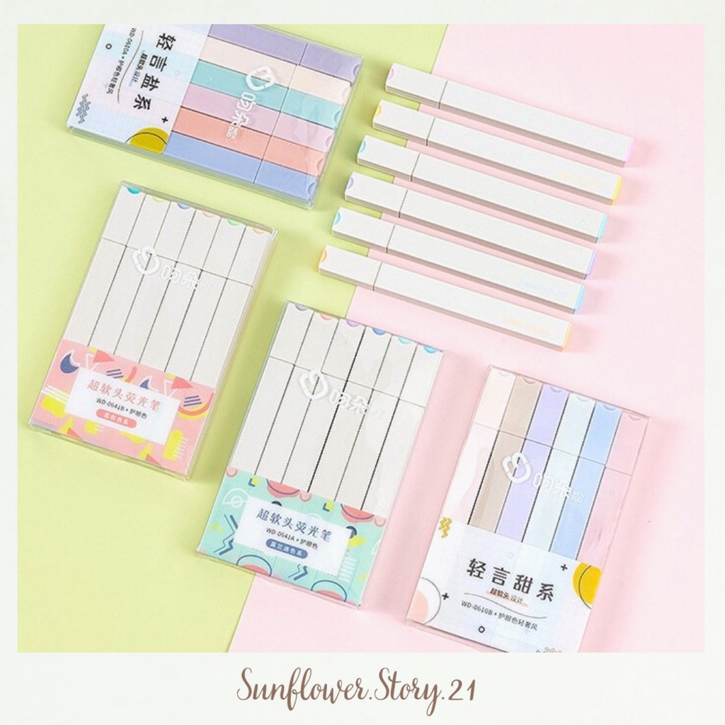 [FREESHIP 50K] Set 6 bút đánh dấu highligh pastel nhỏ gọn, bút nhớ Light Color trang trí sổ bullet journal