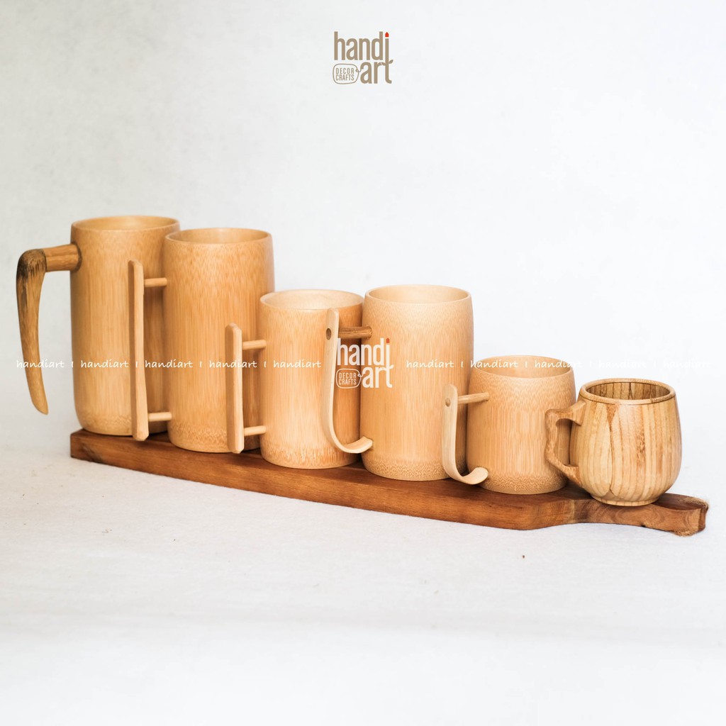 Ly tre có quai, cóc tre handmade, Bamboo cup
