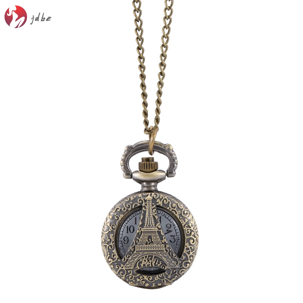 Đồng Hồ Quả Quýt Chạm Khắc Hình Tháp Eiffel Phong Cách Cổ Điển