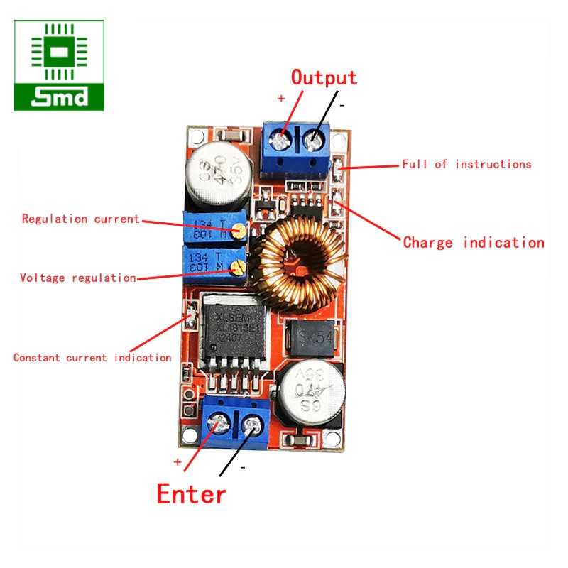 Module nguồn hạ áp có hạn dòng 5A XL4015, mạch buck 5a, có thể sử dụng làm led driver