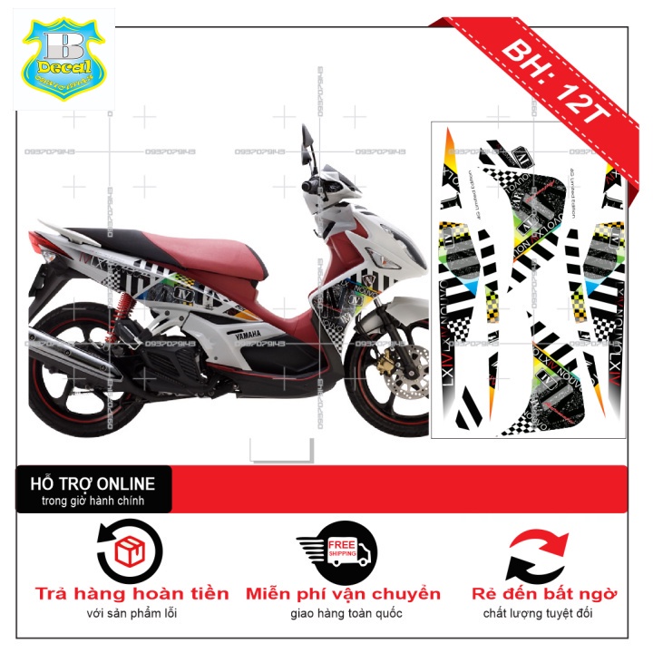 Tem NOUVO 4 LX MẪU ZIN THÁI DÁN XE TRẮNG