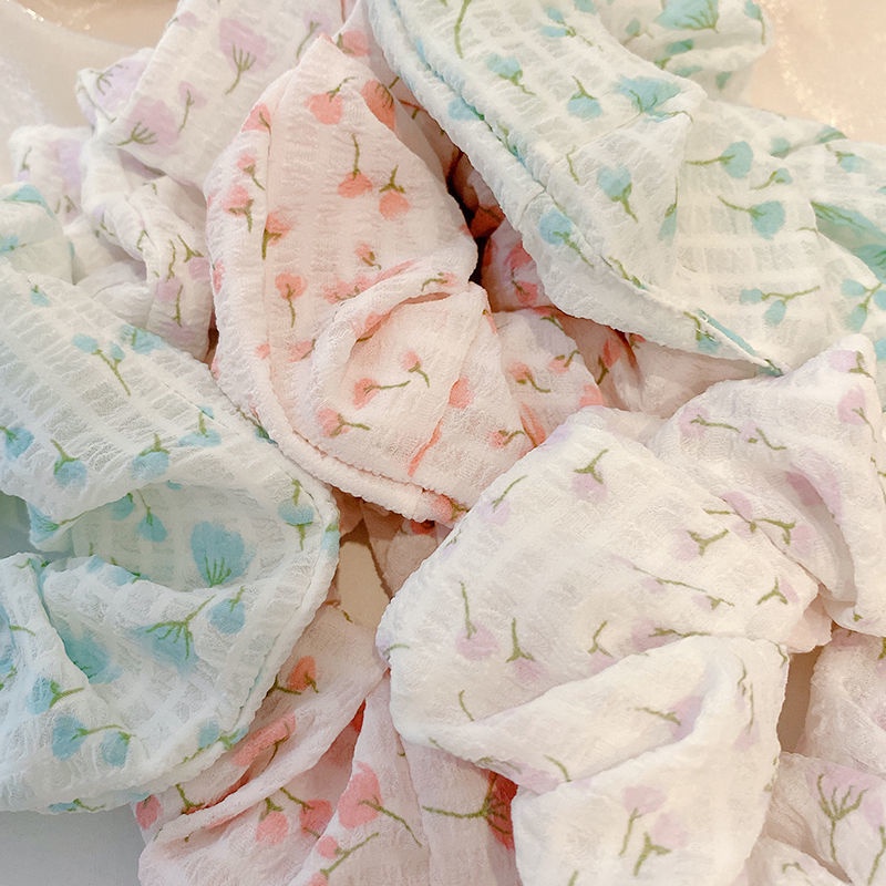 Dây Buộc Tóc Cao Su Mỏng Họa Tiết Hoa Kiểu Nhật Hàn Dễ Thương Cho Nữ