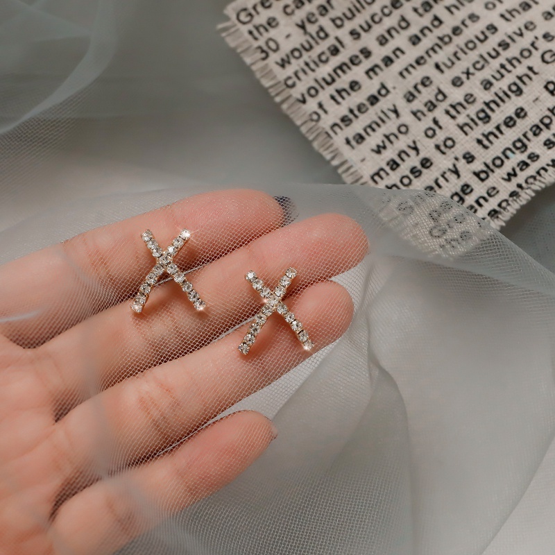 Khuyên tai chữ X mạ bạc nhiều kiểu tùy chọn thời trang