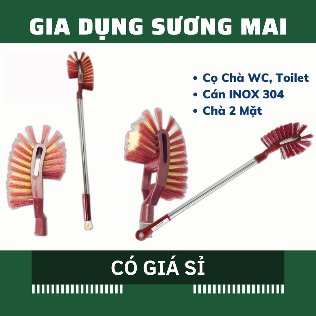 [Giá Sỉ] Chà - Cọ Bồn Cầu 2 Mặt Cán Inox, Nhà Vệ Sinh, Toilet