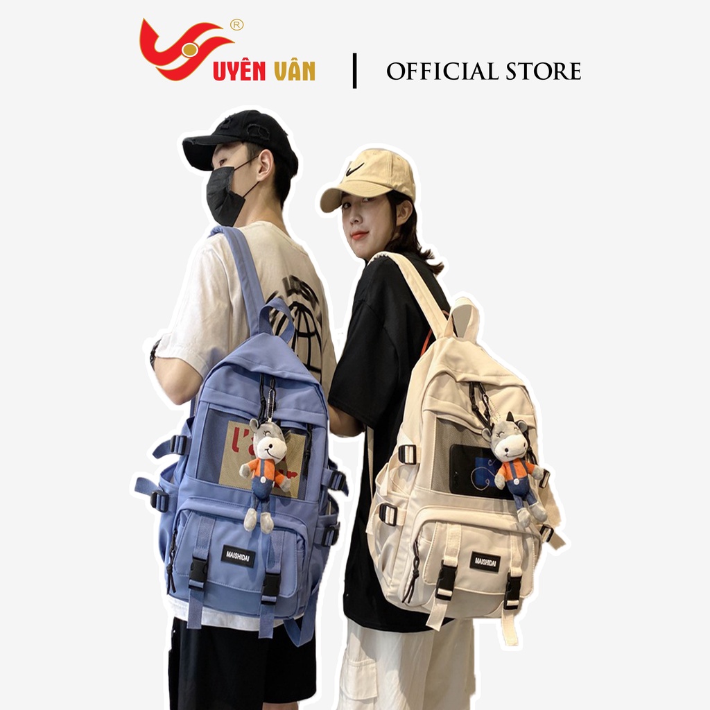 Ba lô thời trang unisex nam nữ kiểu trơn đi học đi chơi phối lưới phong cách hàn quôc dể thương V7807