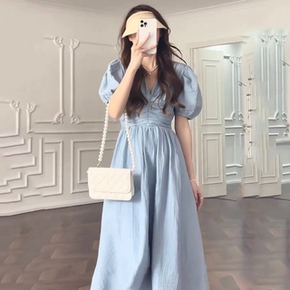 Đầm vintage nhúng eo tay bồng