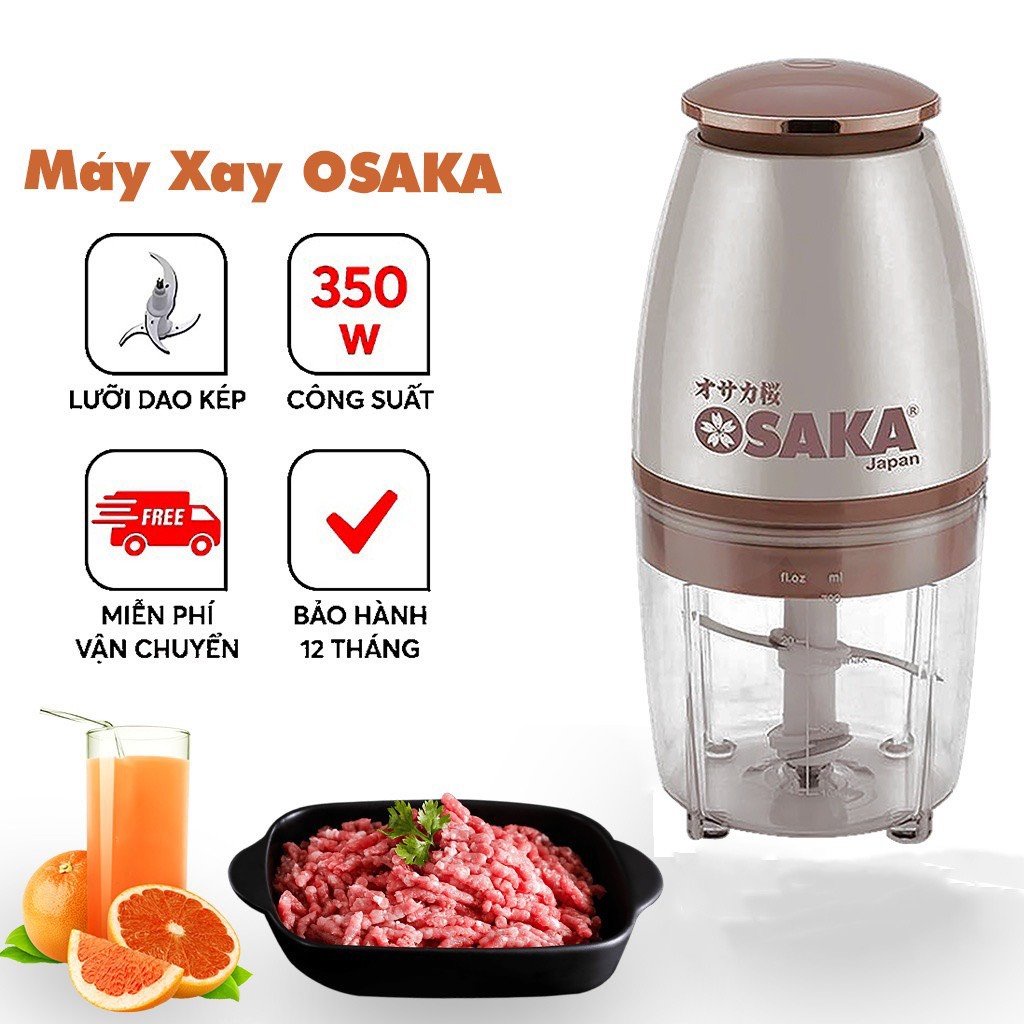 Máy xay thịt đa năng OSAKA , Máy xay sinh tố cầm tay mini, Cối xay thịt cá công suất 350W dung tích 500ML