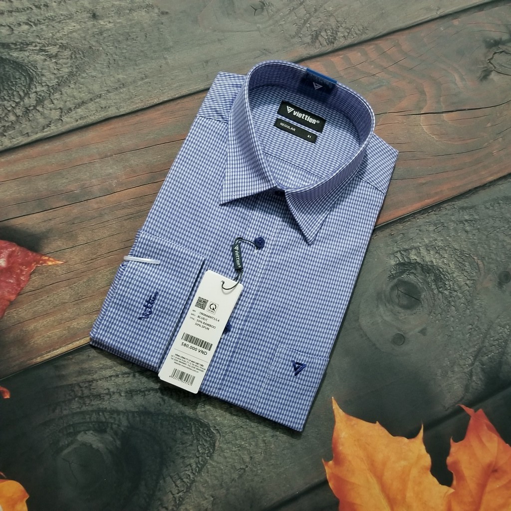 Aó sơ mi nam Việt Tiến dài tay mã 1N0668NT5 size 40 , 41 chính hãng ,cao cấp - form suông REGULAR -tà bầu .SHOP HỨA