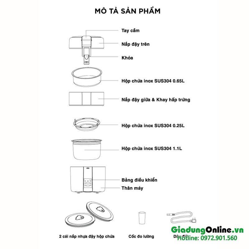 Hộp cơm điện Lock&Lock EJR216 Bảo Hành Chính Hãng 12 Tháng