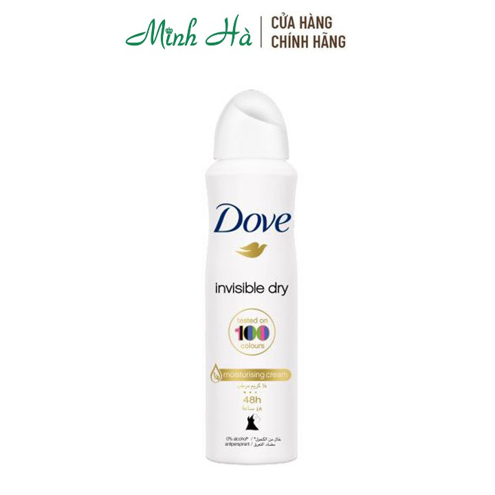 Xịt khử mùi Dove Invisible Dry Tested On 100 Colours 48H 150ml