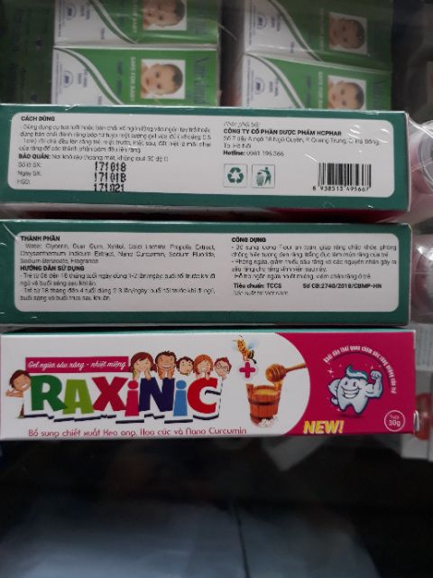 Gel ngừa sâu răng nhiệt miệng Raxinic + cho bé từ 6 tháng tuổi
