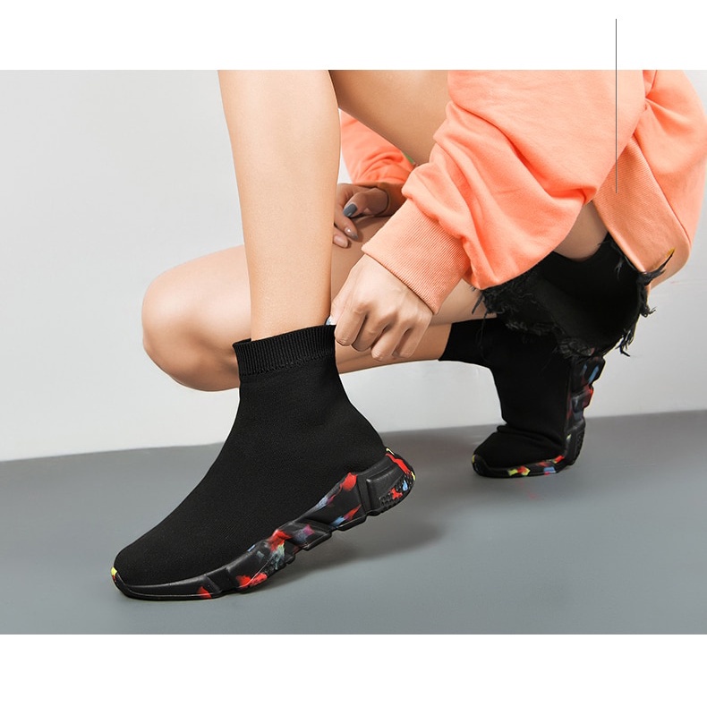 Giày bốt cổ cao phối giữ ấm màu sắc thời trang mùa đông cỡ 34-47 cho nam và nữ