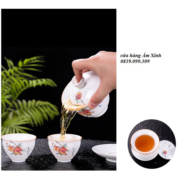 Chén Khải sứ trắng Bạch Định thấu quang 180 ml