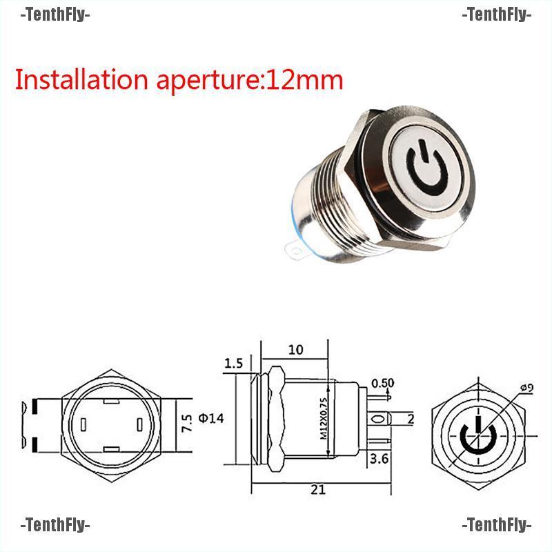 Nút Bấm Công Tắc 12mm 12v Có Đèn Led Chống Thấm Nước