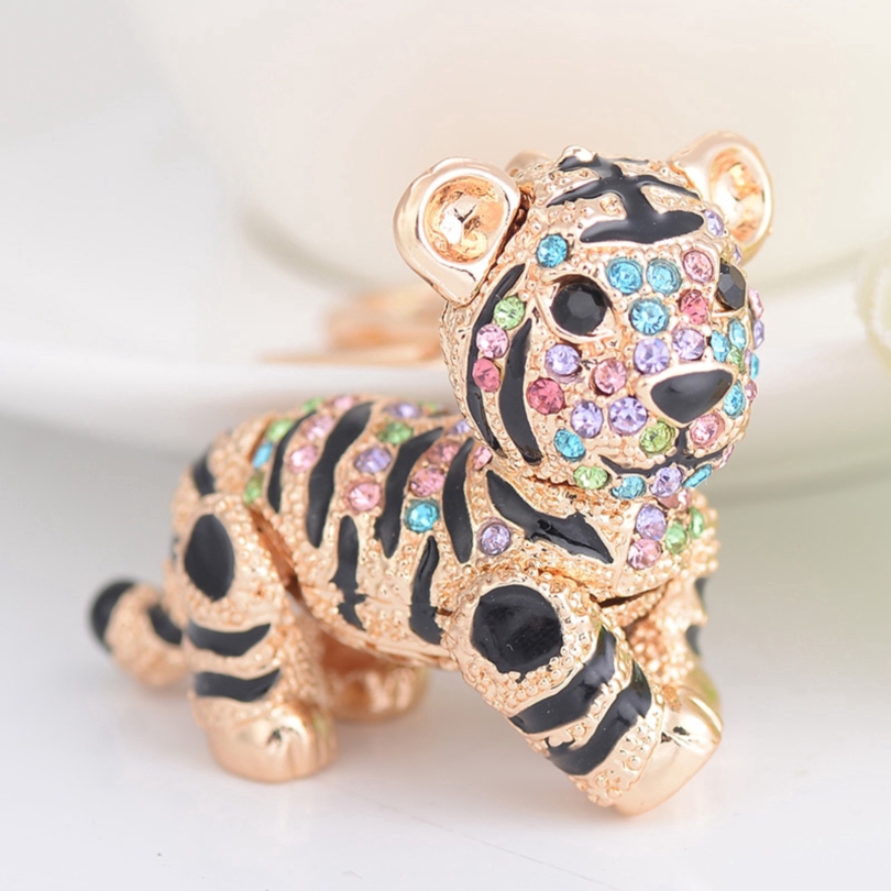 Móc khóa hình hổ đính đá thời trang xinh xắn
