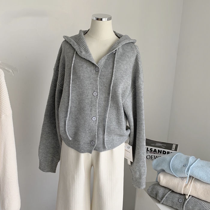 Áo Hoodie Croptop Dệt Kim Mềm Mại Cho Nữ