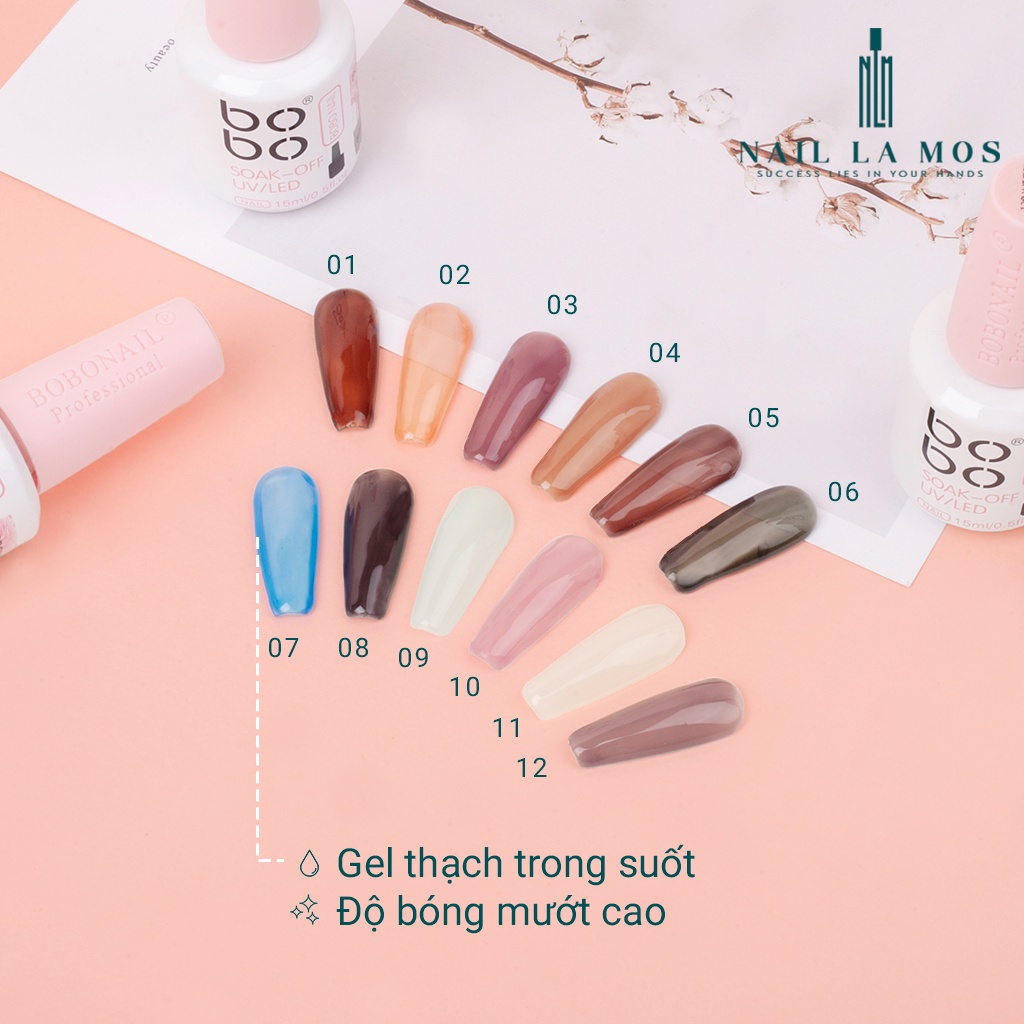 Sơn gel thạch Bobo chính hãng chất đậm đặc lên màu chuẩn 15ml