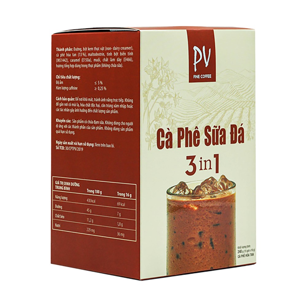 Cà Phê Hoà Tan - Cà Phê Sữa Đá 3 in 1 - 15 gói x 16g - Phương Vy Coffee