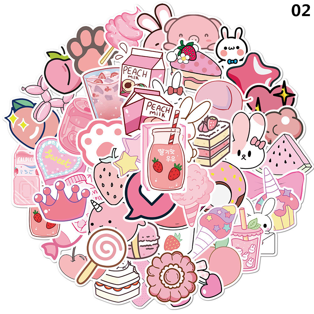 【sweet】50Pcs students cartoon cute Plants Graffiti Waterproof Removable Stickers for Notebook computer Sticker Decals