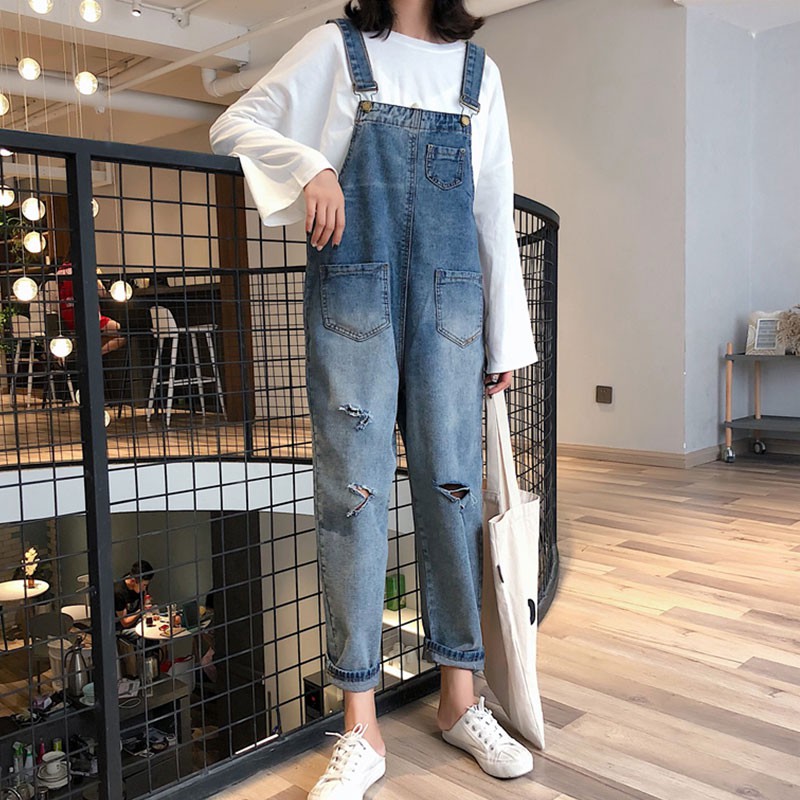Yếm quần denim Ulzzang rách gối ( Hàng order ) | BigBuy360 - bigbuy360.vn