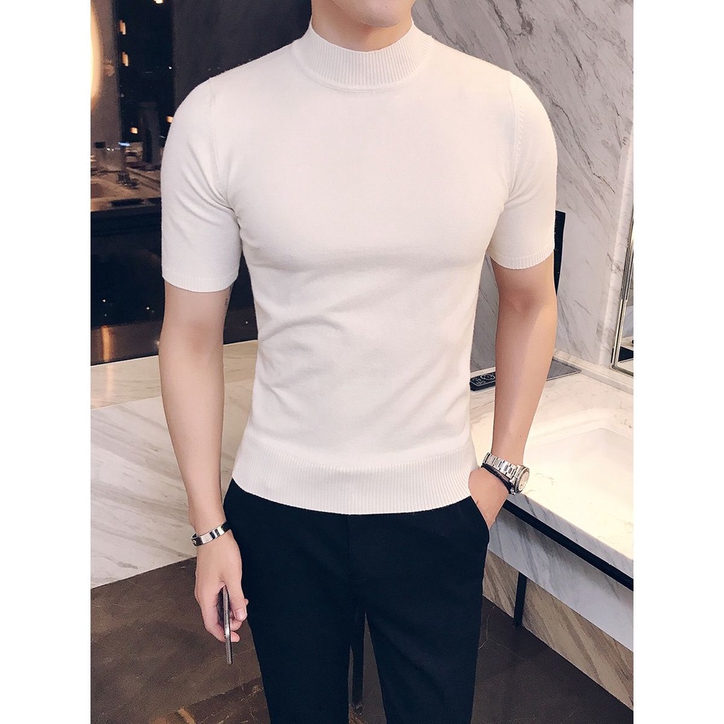 Áo Thun Tay Ngắn Cổ Lọ Thời Trang Dành Cho Nam