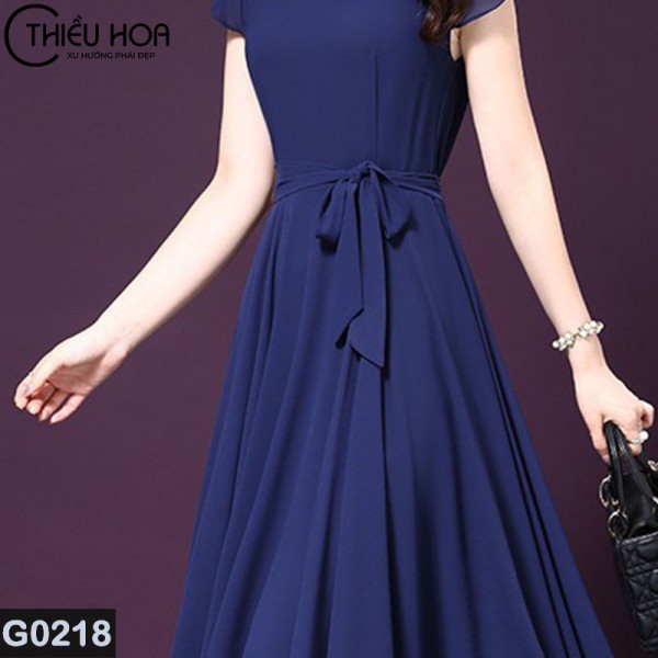 Đầm Trung Niên Chiffon Dáng Xòe Dạ Hội Thiều Hoa G0218