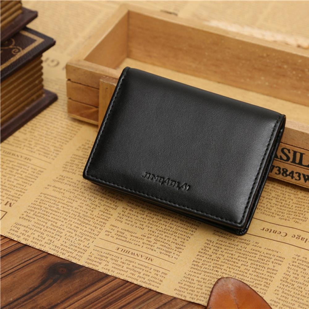 Black Bifold Men &Apos;S Genuine Leather Wallet Money Clip Purse