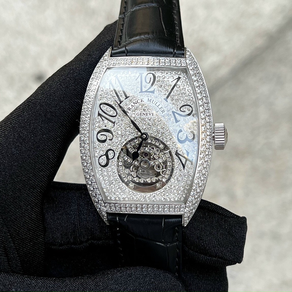 Đồng hồ nam Franck Muller 40mm máy ETA 2824 Thụy Sĩ cao cấp, mặt đính đá loại 1, khung thép không gỉ 316l