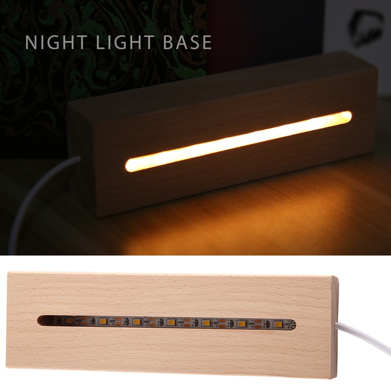 Đế Đèn LED Hình Chữ Nhật Bằng Gỗ Kèm Giá Đỡ Trưng Bày Acrylic / Đèn Định Vị Nghệ Thuật