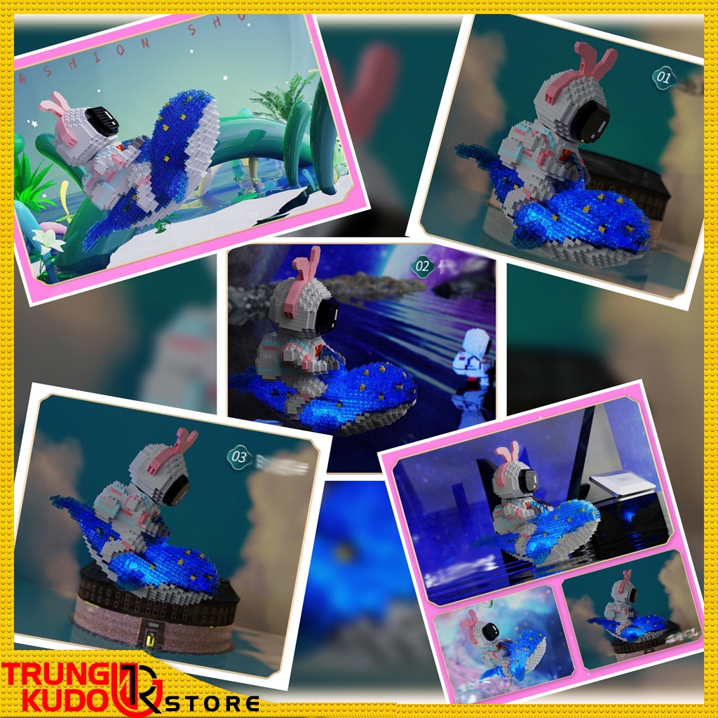 Mô hình Phi hành gia ban nhạc phát sáng dạng Đồ chơi xếp hình làm quà tặng, đồ decor