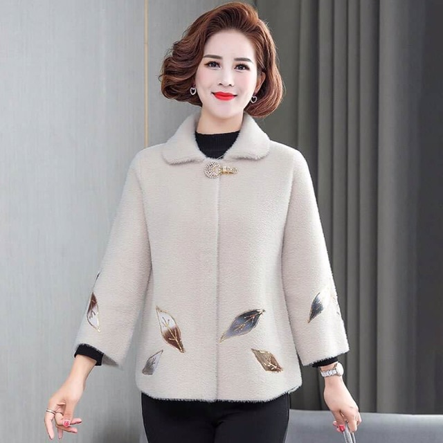 Áo khoác dạ nữ trung niên mềm mịn kiểu dáng sang trọng QCNP2347