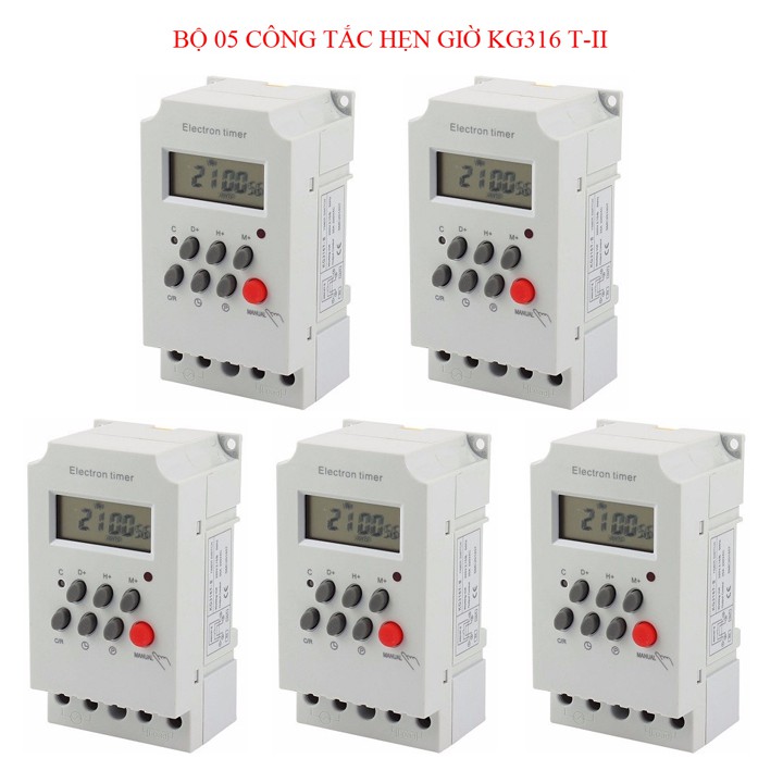 Bộ 05 công tắc hẹn giờ Kg316 T-II/ 220V/25A, timer hẹn giờ điện tử - DHDT