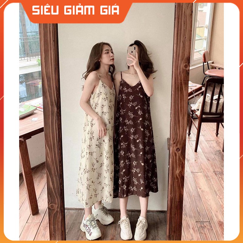 Váy hai dây, váy đầm nữ maxi họa tiết hoa nhí phong cách ulzzang cực kỳ hot | BigBuy360 - bigbuy360.vn