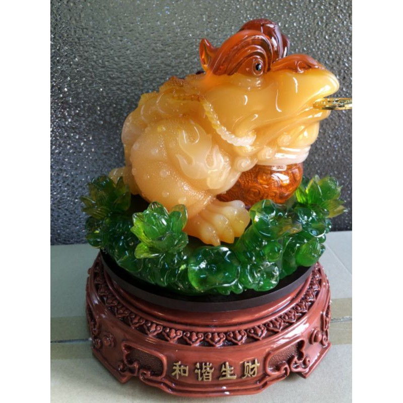 Thiềm Thừ Cóc Ngậm Tiền Vàng 26cm . Xoay phong thủy Tài Lộc