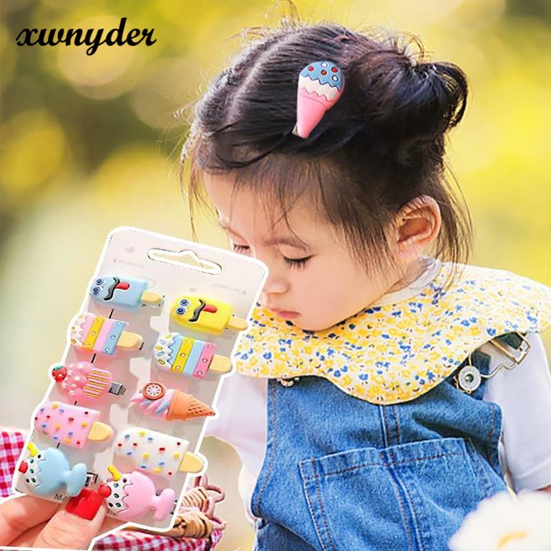 Kẹp Tóc Hình Cây Kem/ Trái Cây Hoạt Hình Đáng Yêu Thời Trang Cho Bé Gái