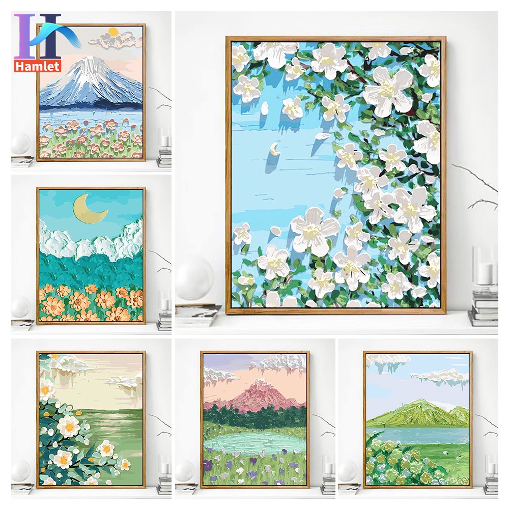 Bộ tranh sơn dầu Hamlet tô màu theo số đơn giản hình nghệ thuật ba chiều treo tường tinh tế cỡ 30*40/ 40*50cm