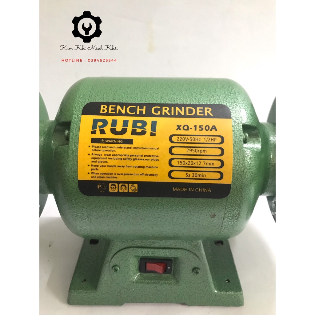Máy mài bàn 2 đá| Máy mài cố định 2 đầu RUBI 375W 150MM| Máy mài đá ( Cam kết lõi đồng 100%)